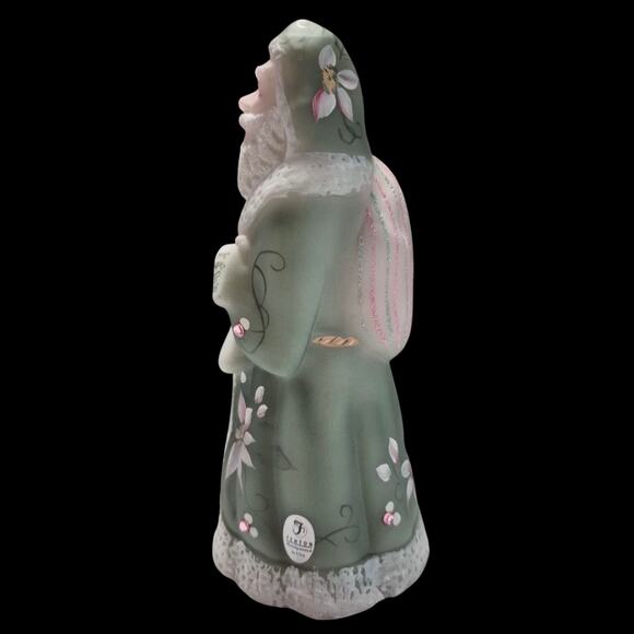Fenton Glass Santa Figurine Limited Edition Signed Bejewled Green Holiday Decor - Picture 10 of 13